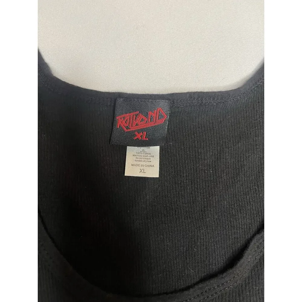 Kat von D Ribbed Black Tank Top Women’s Size Large Logo Front Stretch - Picture 4 of 4